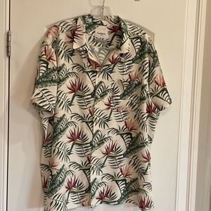 Goodfellow & Co Tropical Print Shirt - Green and Red on White